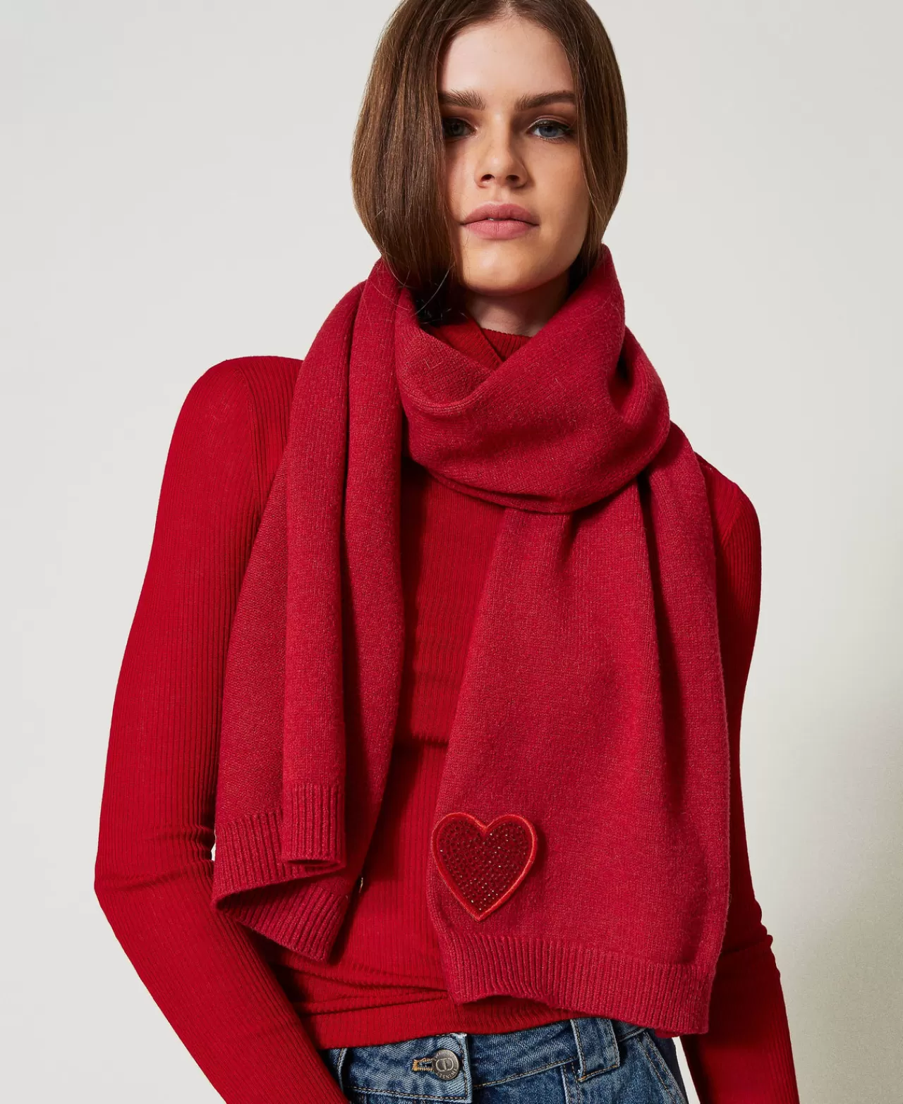 TWINSET Milano Strickschal Mit Herzpatch