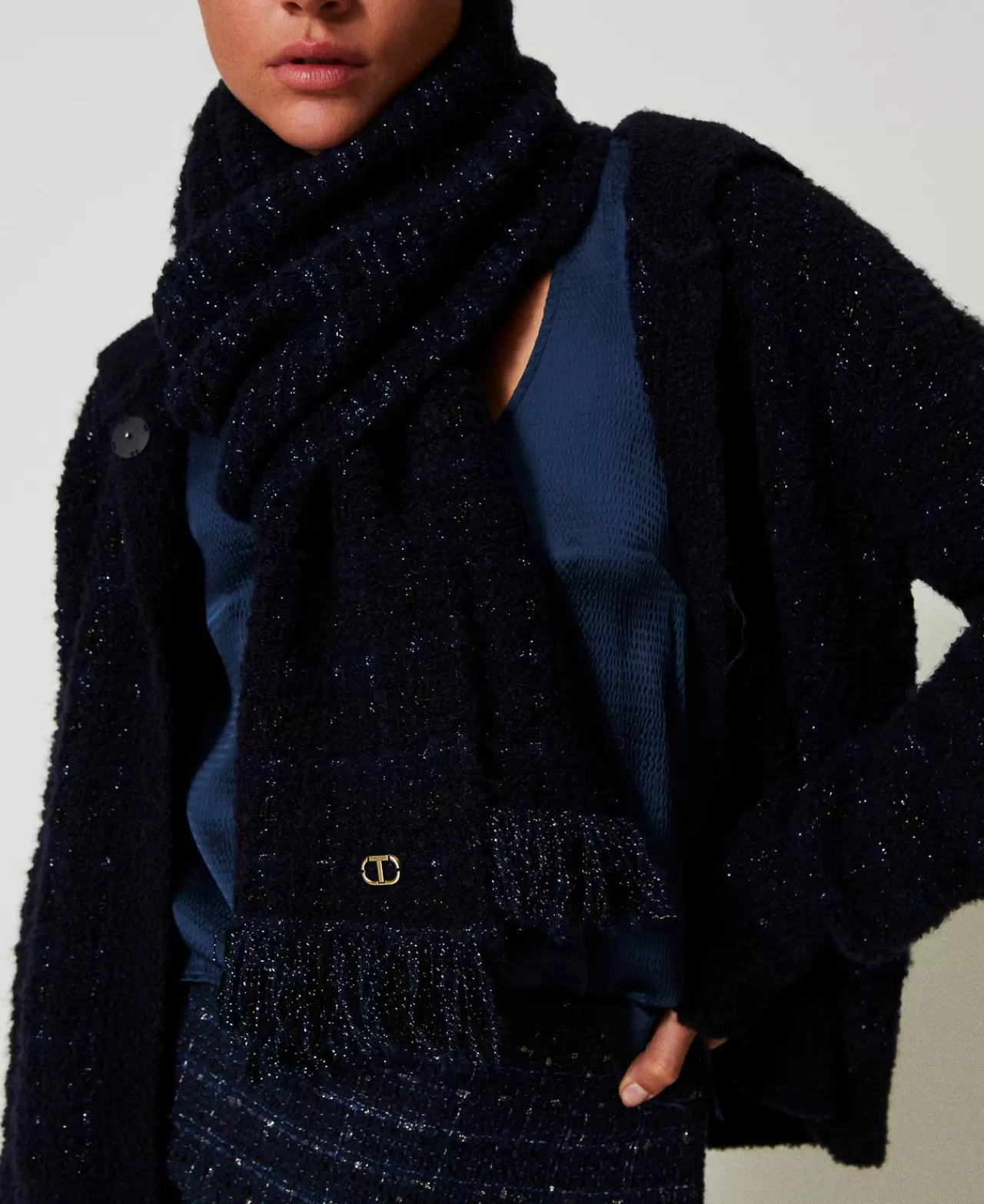 TWINSET Milano Strickschal Mit Lurex Und Fransen