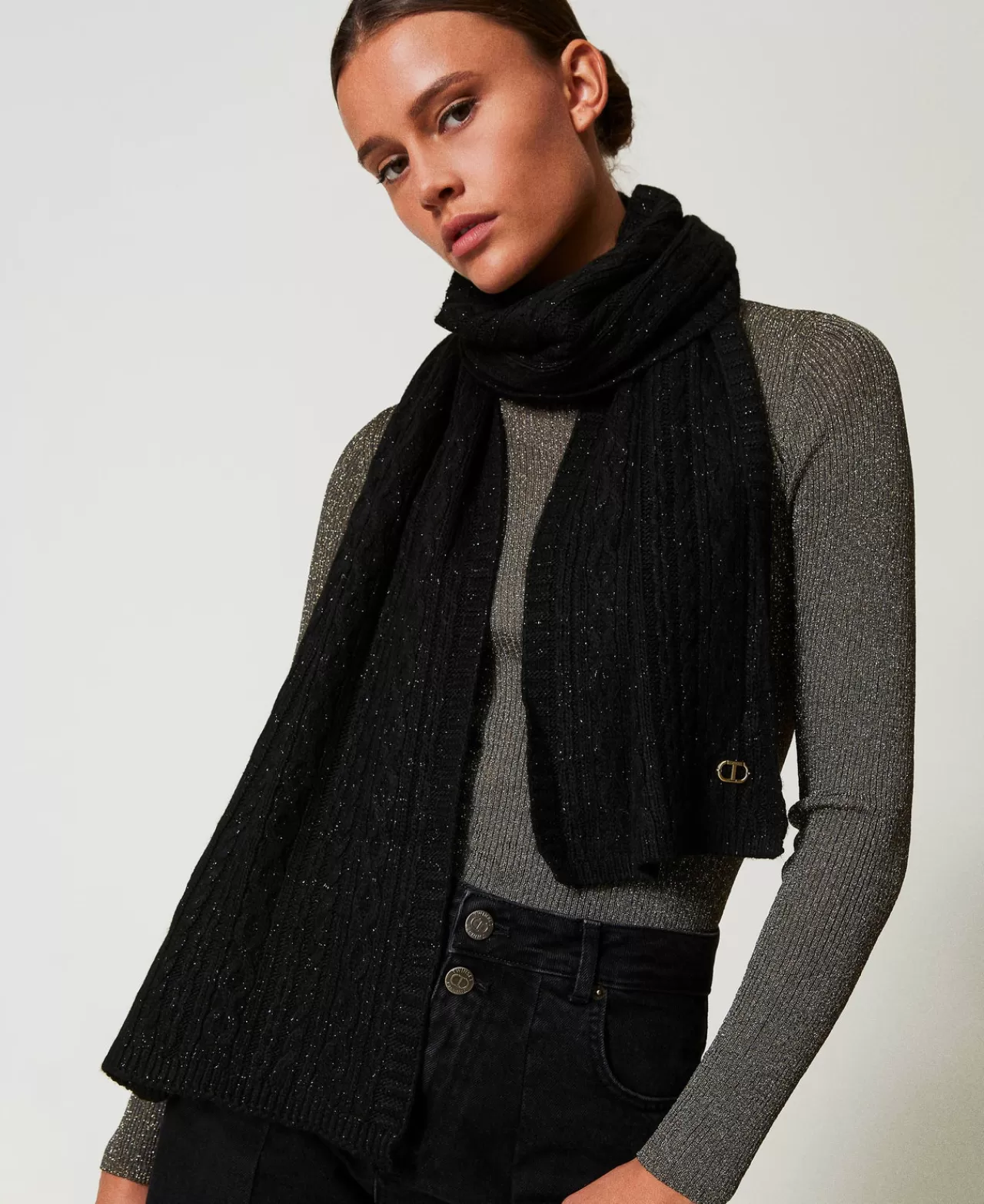 TWINSET Milano Strickschal Mit Lurex Und Zopfmuster
