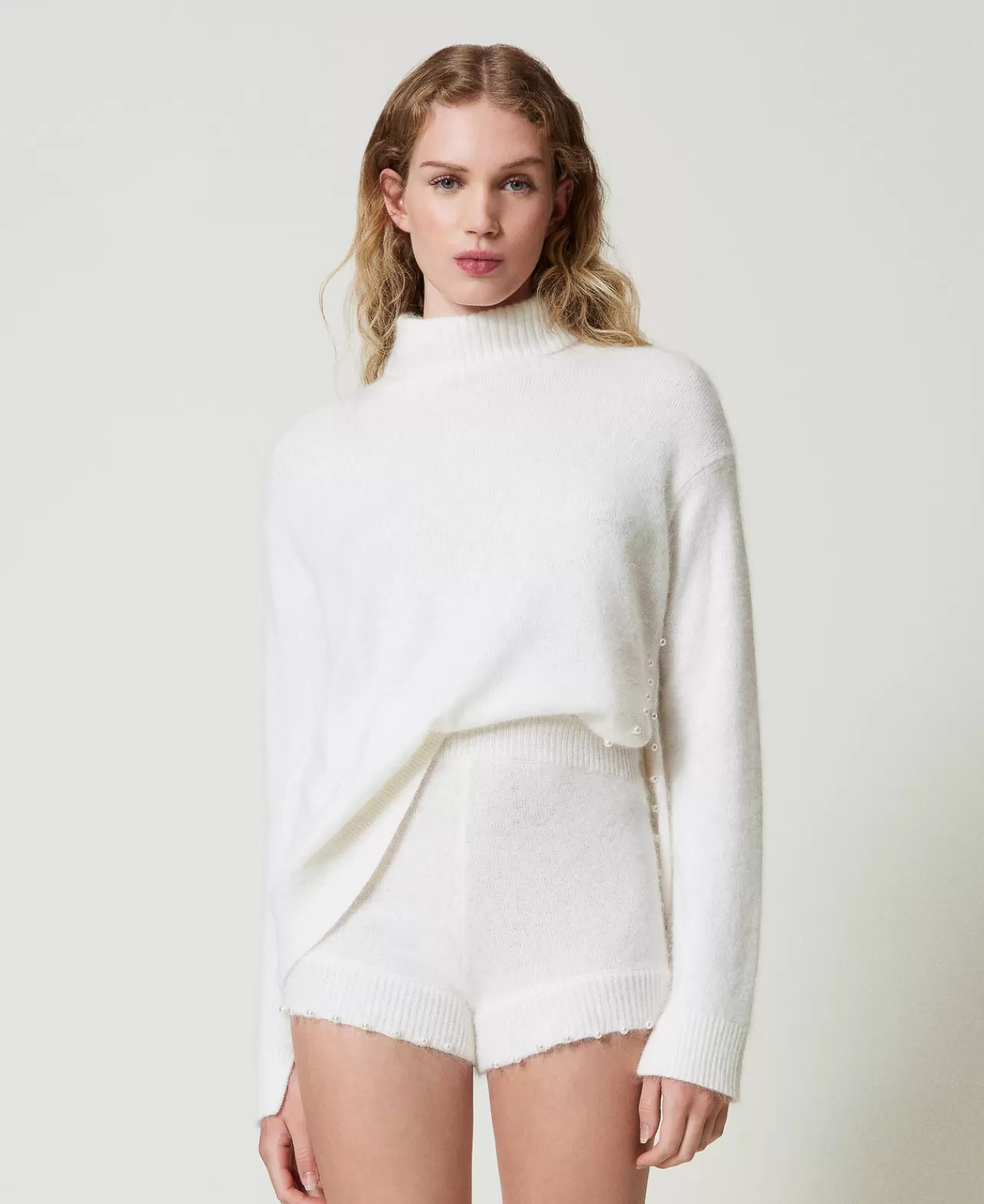 TWINSET Milano Strickshorts Aus Angoramischung Mit Perlen