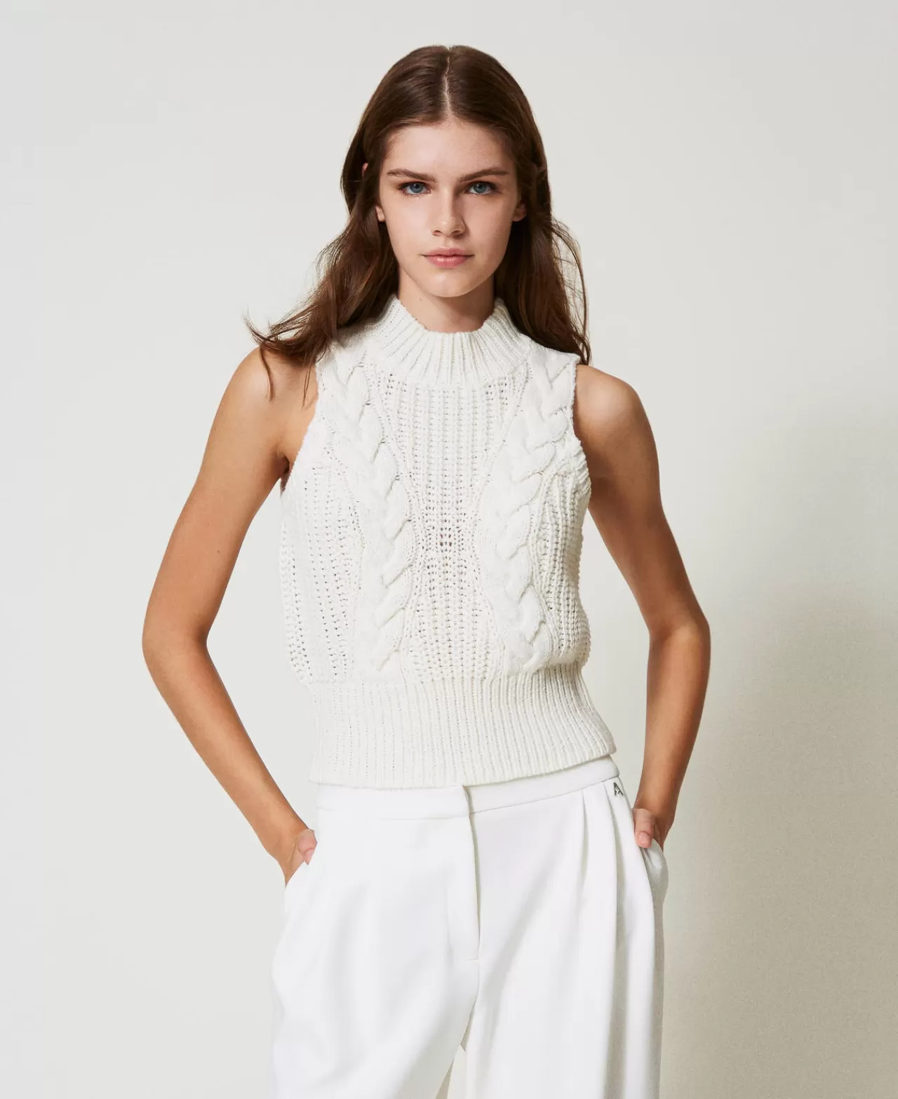 TWINSET Milano Stricktop Mit Rippen Und Zöpfen