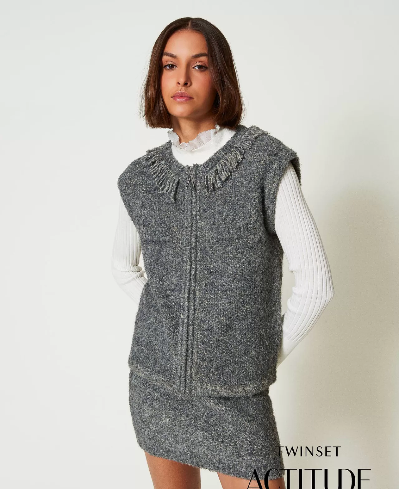 TWINSET Milano Strickweste Aus Recyceltem Bouclégarn