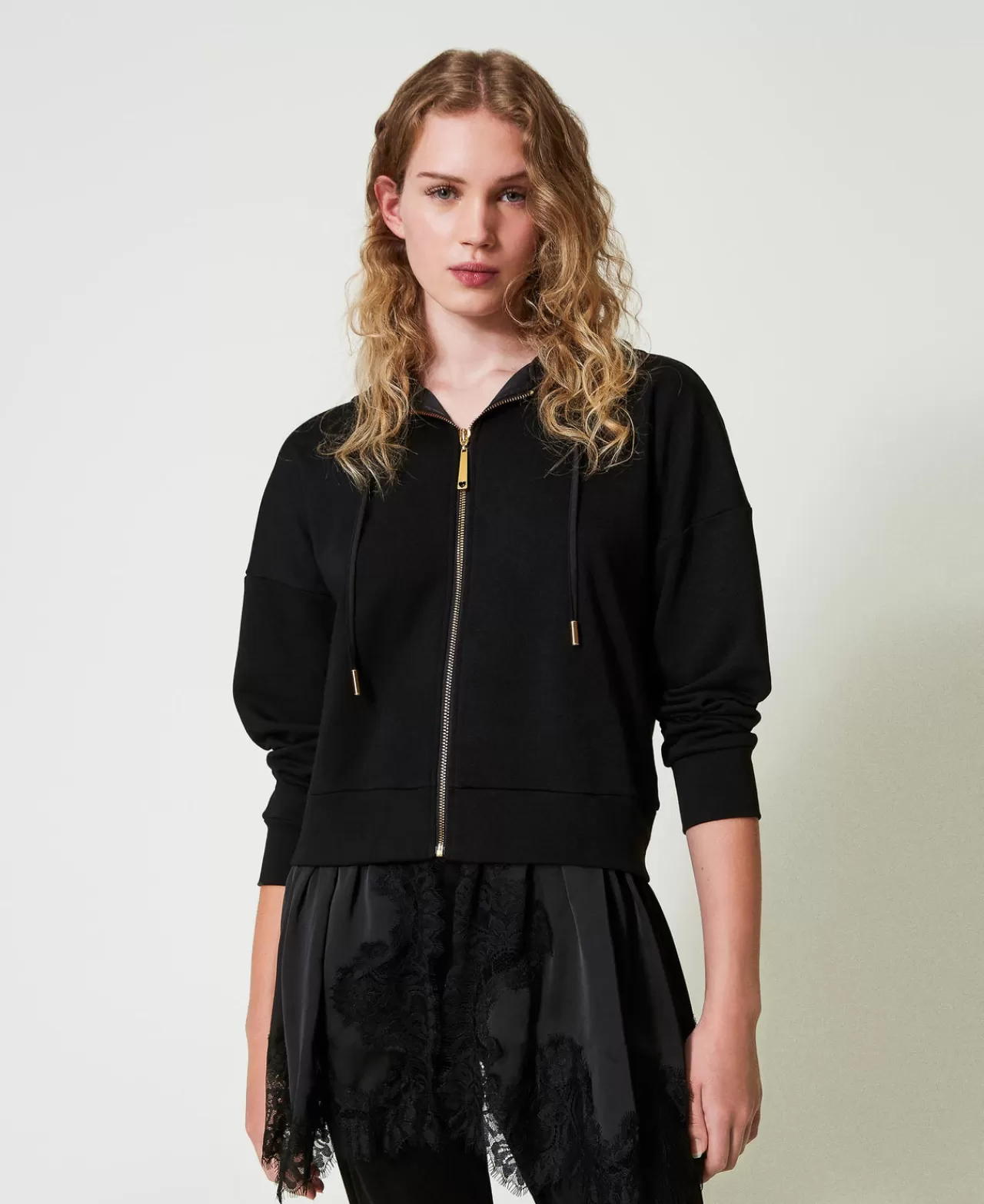 TWINSET Milano Sweatjacke Mit Satin Und Spitze