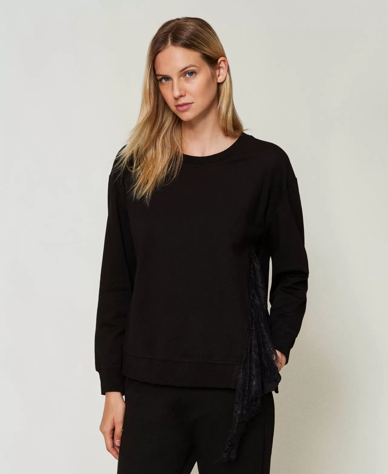 TWINSET Milano Sweatshirt Mit Plissees Und Spitze