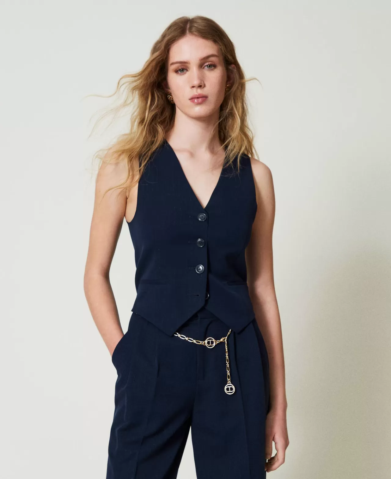 TWINSET Milano Taillierte Weste Mit Lurex-Nadelstreifen