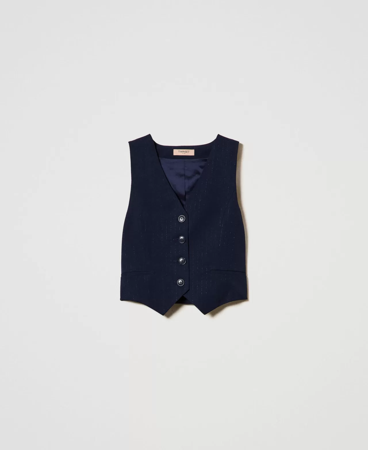 TWINSET Milano Taillierte Weste Mit Lurex-Nadelstreifen