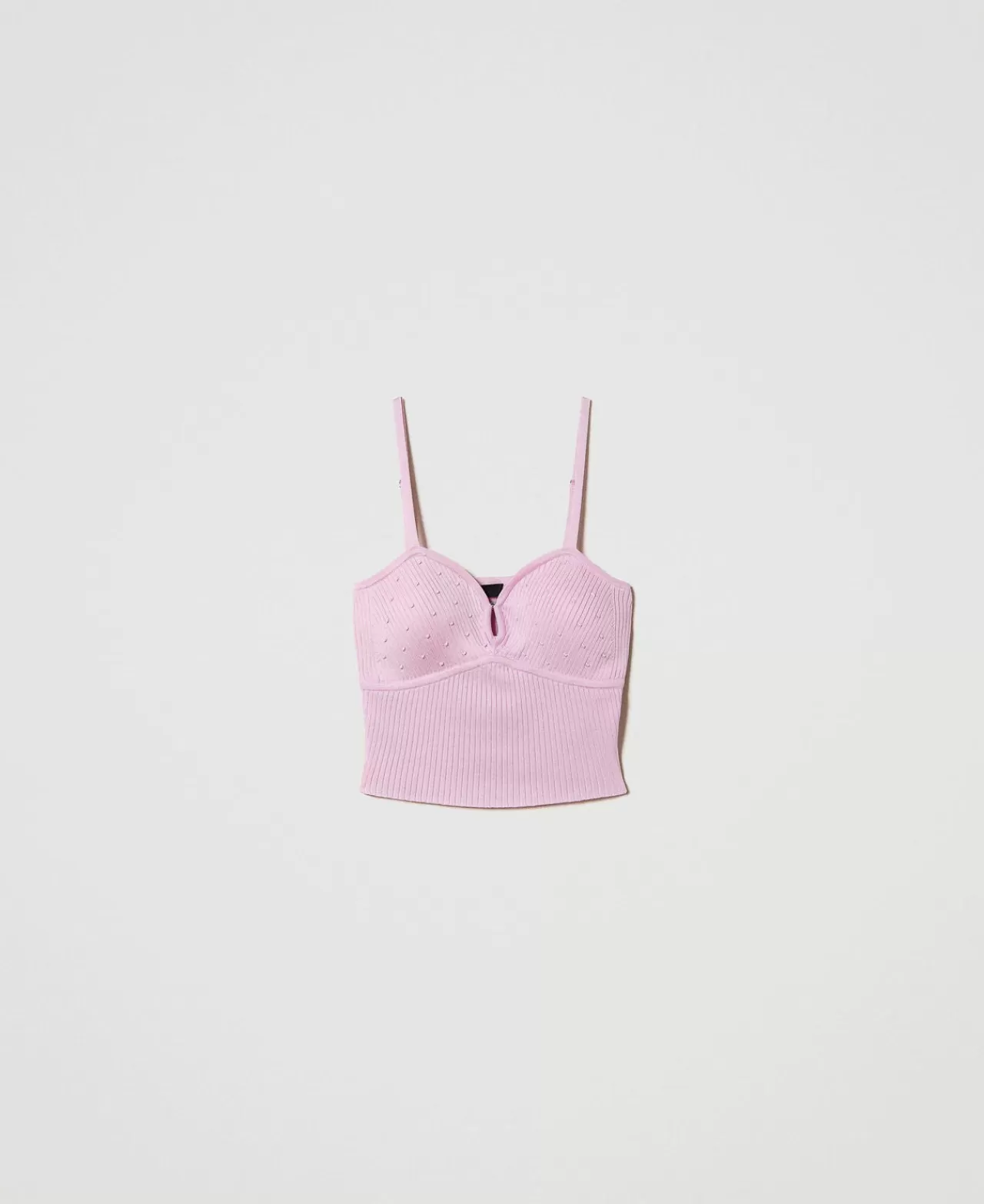 TWINSET Milano Top Aus Recyclinggarn Mit Perlchen