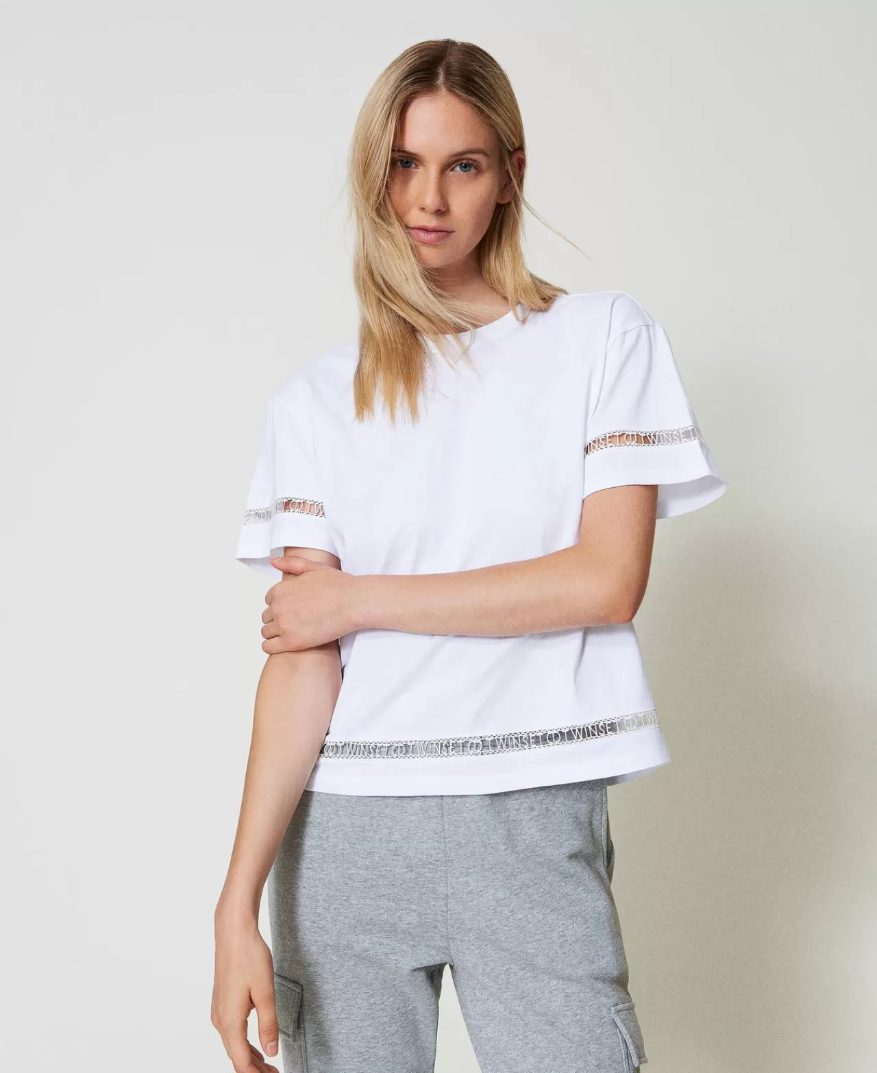 TWINSET Milano T-Shirt Im Regular-Fit Mit Sticklogo