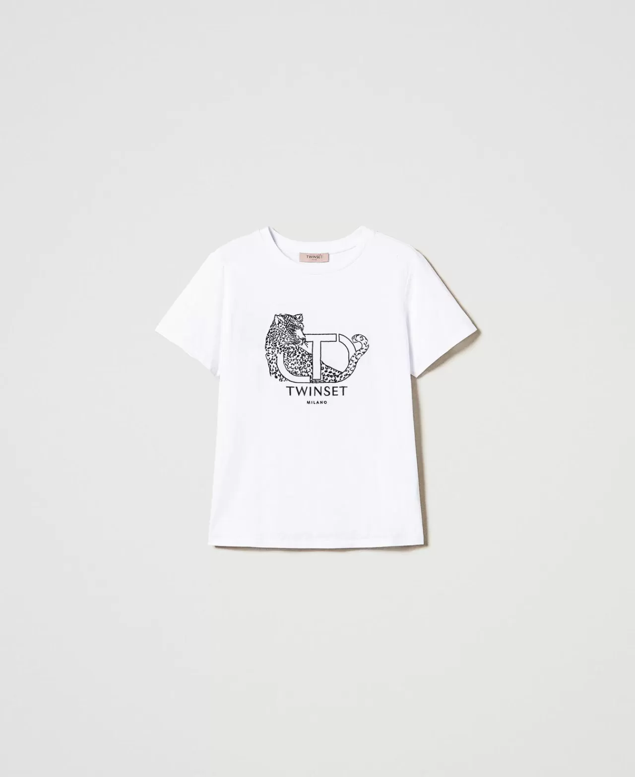 TWINSET Milano T-Shirt Mit Aufgesticktem Logo Und Jaguar