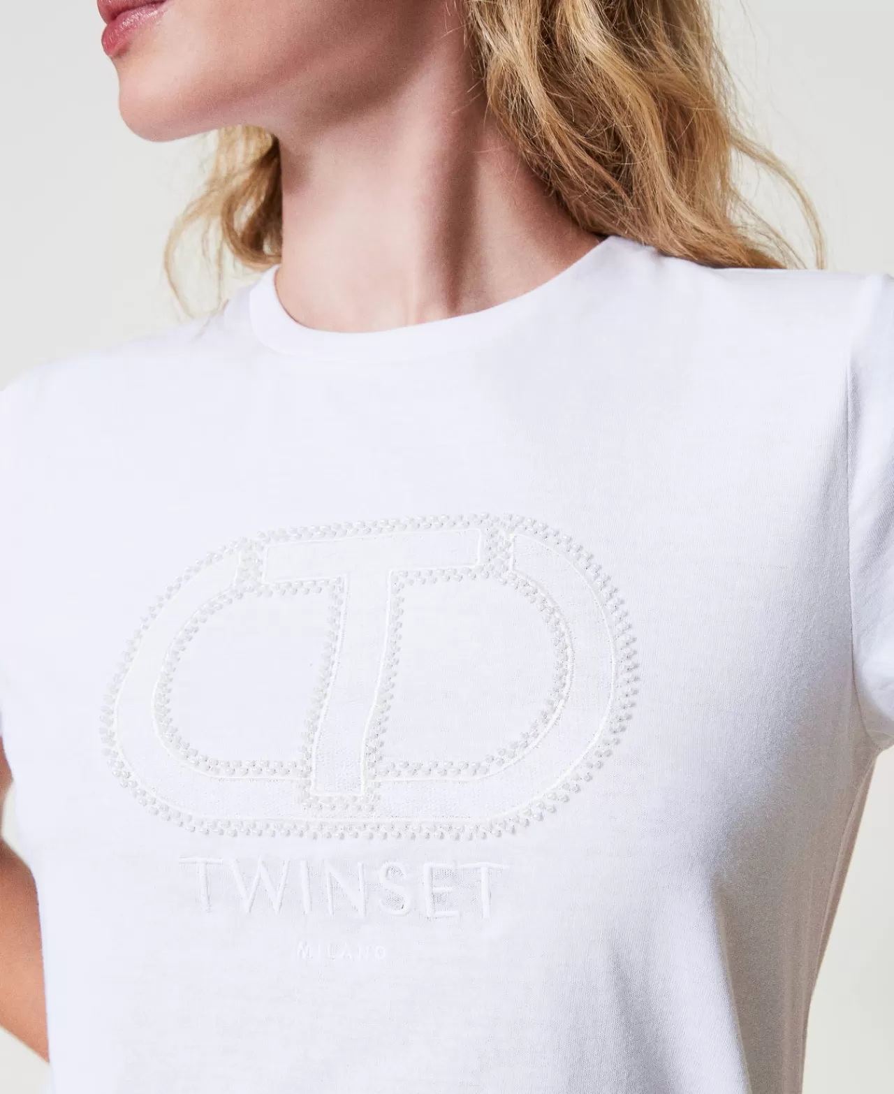 TWINSET Milano T-Shirt Mit Aufgesticktem „Oval T“-Logo