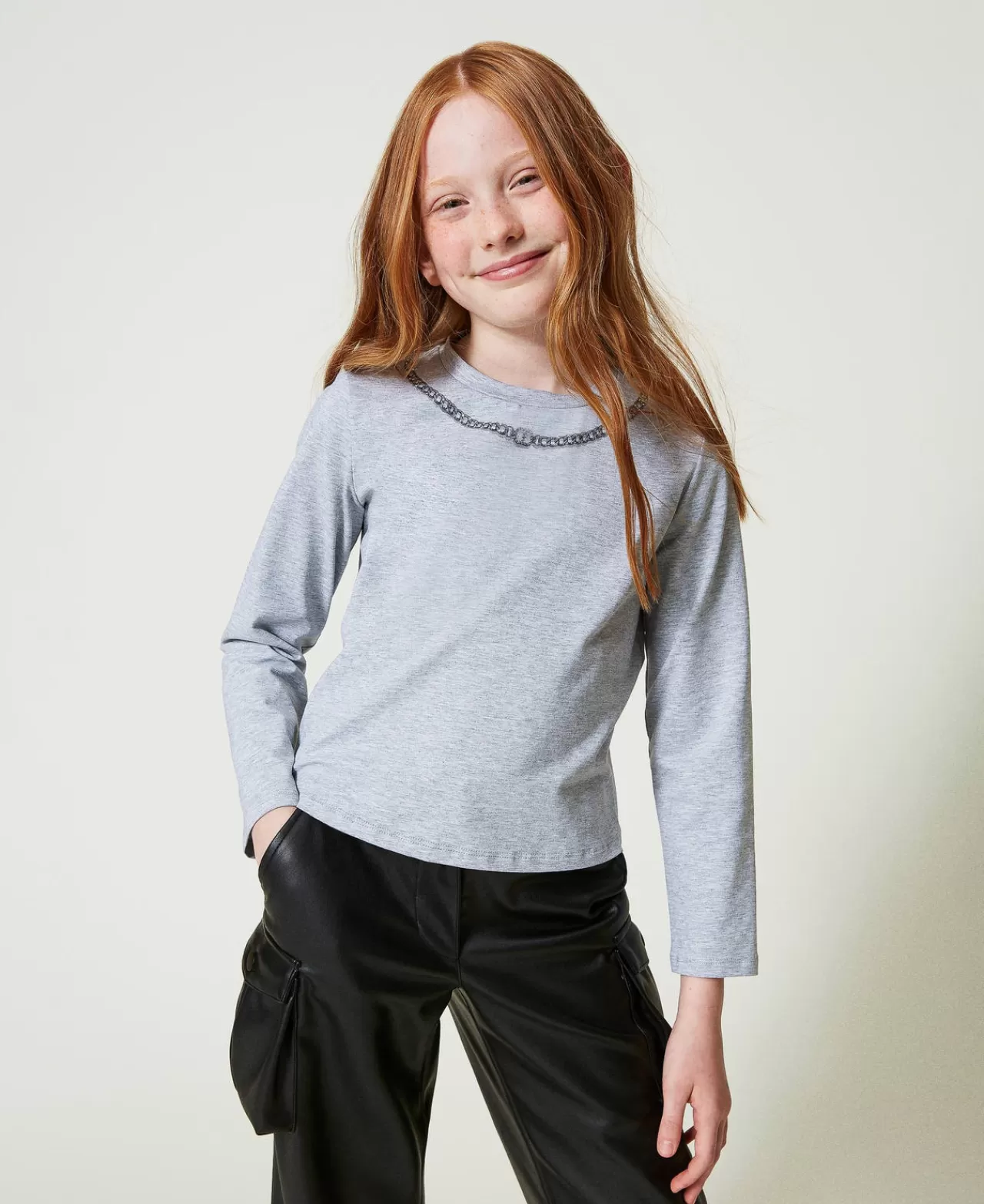 TWINSET Milano T-Shirt Mit Halskettenprint Und Strass