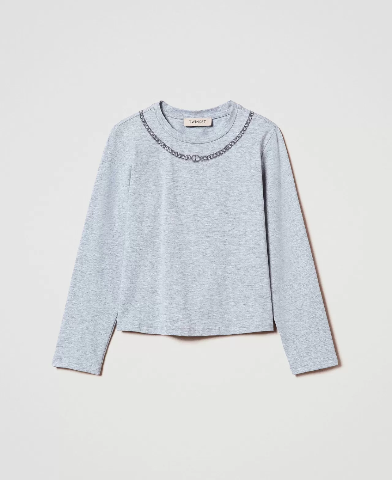 TWINSET Milano T-Shirt Mit Halskettenprint Und Strass