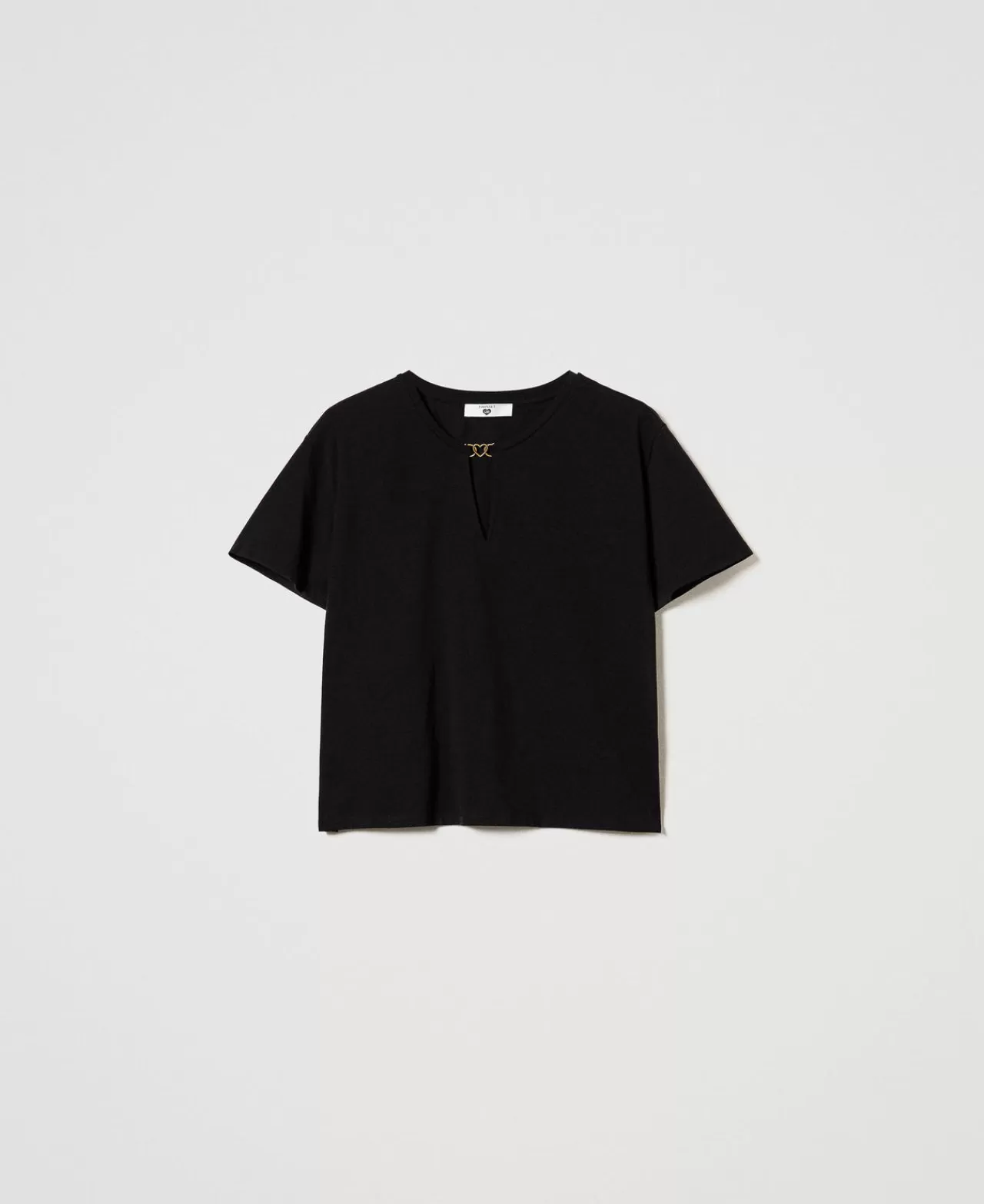 TWINSET Milano T-Shirt Mit Herzförmiger Schließe