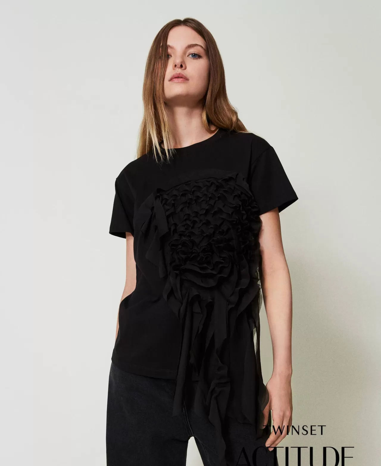 TWINSET Milano T-Shirt Mit Kreponvolant