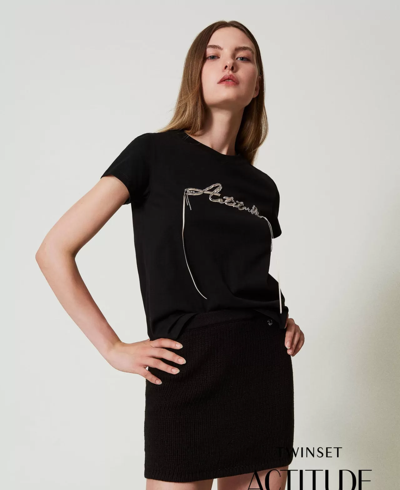 TWINSET Milano T-Shirt Mit Logo Und Strass