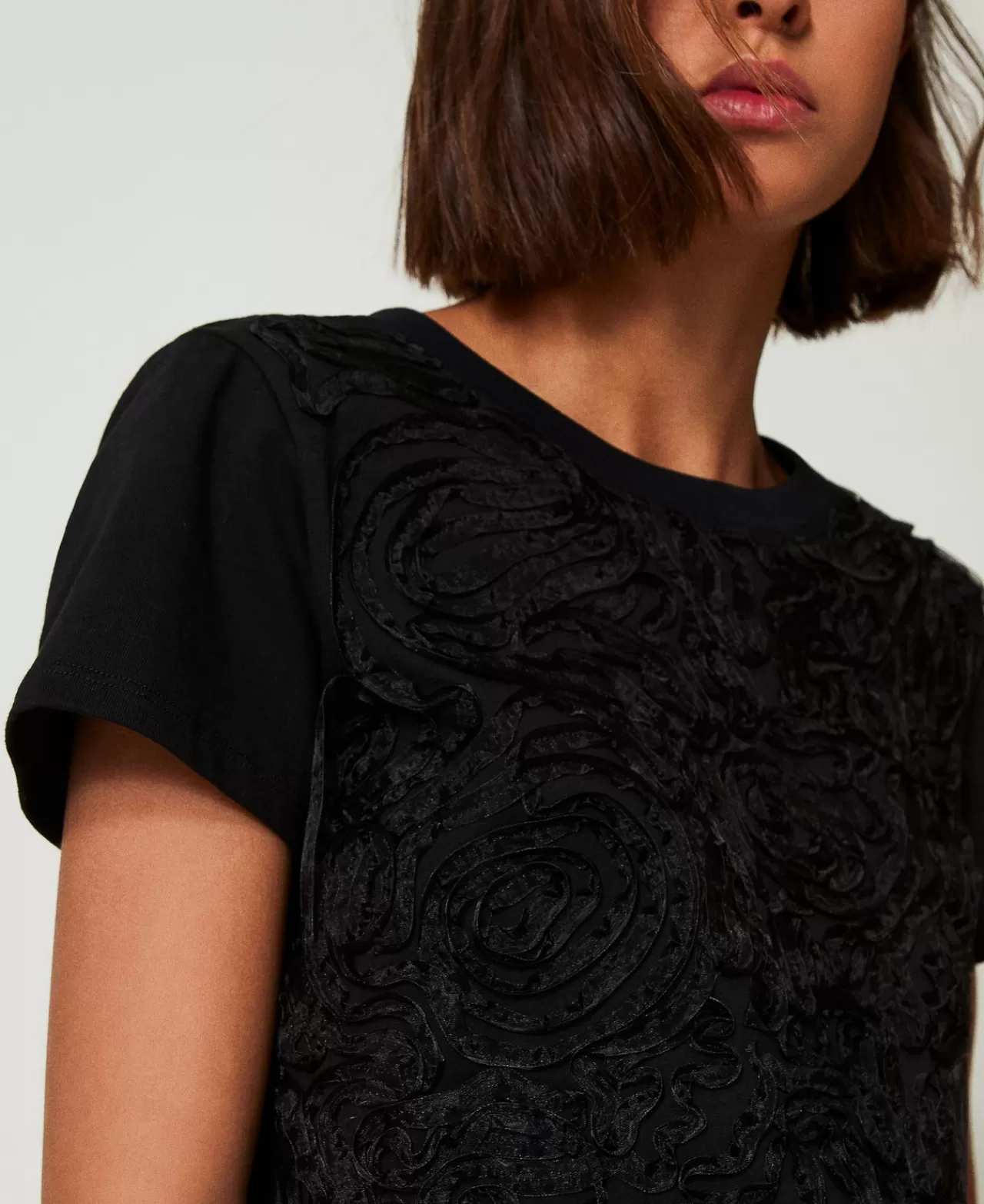 TWINSET Milano T-Shirt Mit Organza-Stickerei