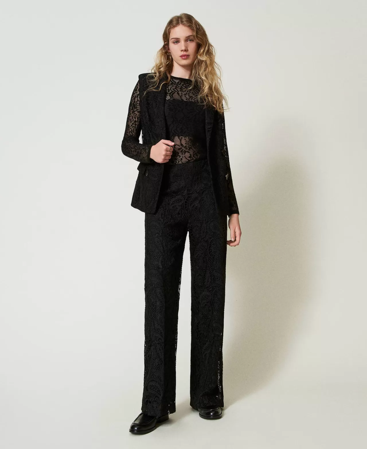 TWINSET Milano Wide-Leg-Hose Aus Makrameespitze