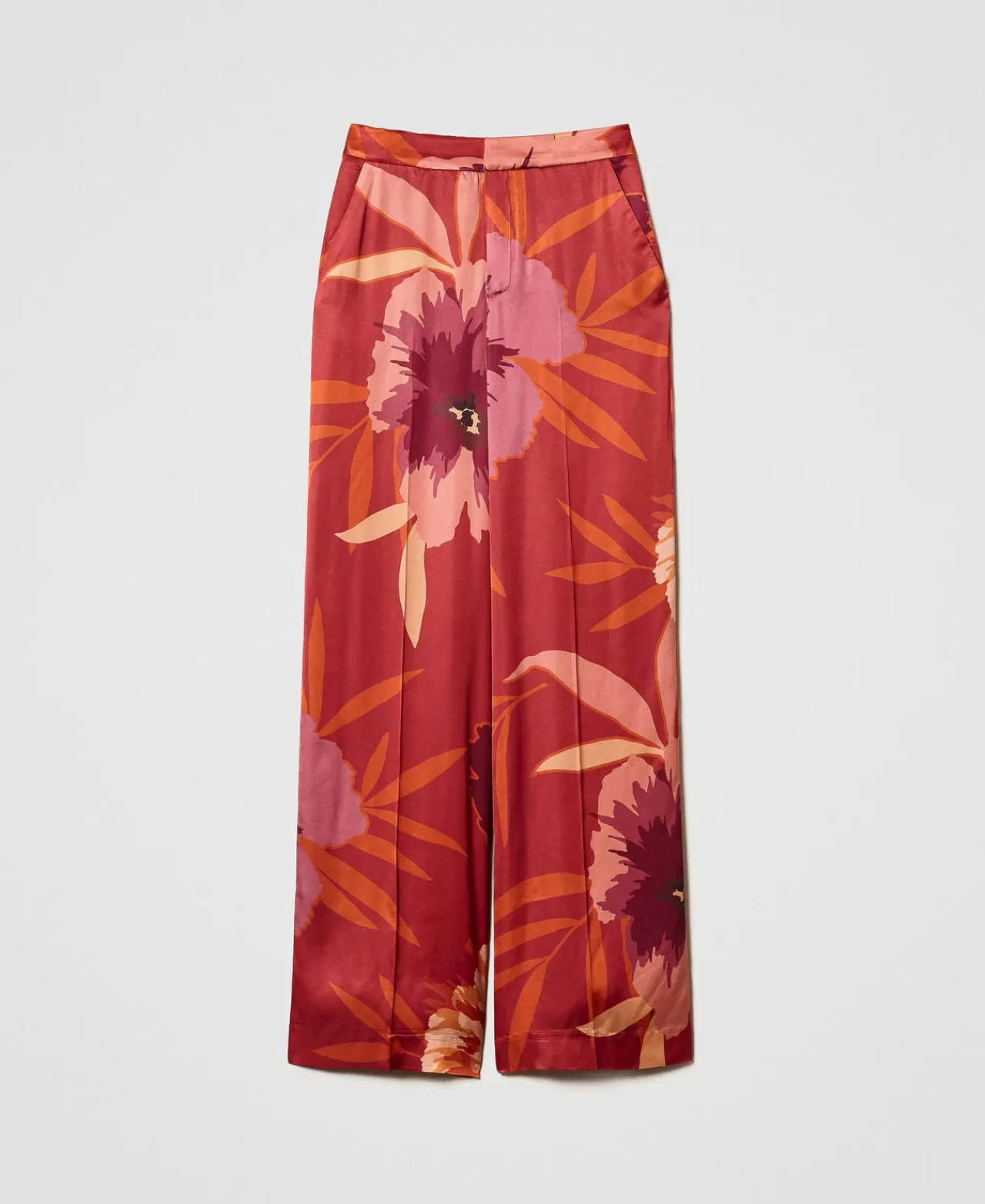 TWINSET Milano Wide-Leg-Hose Aus Satin Mit Blumendessin
