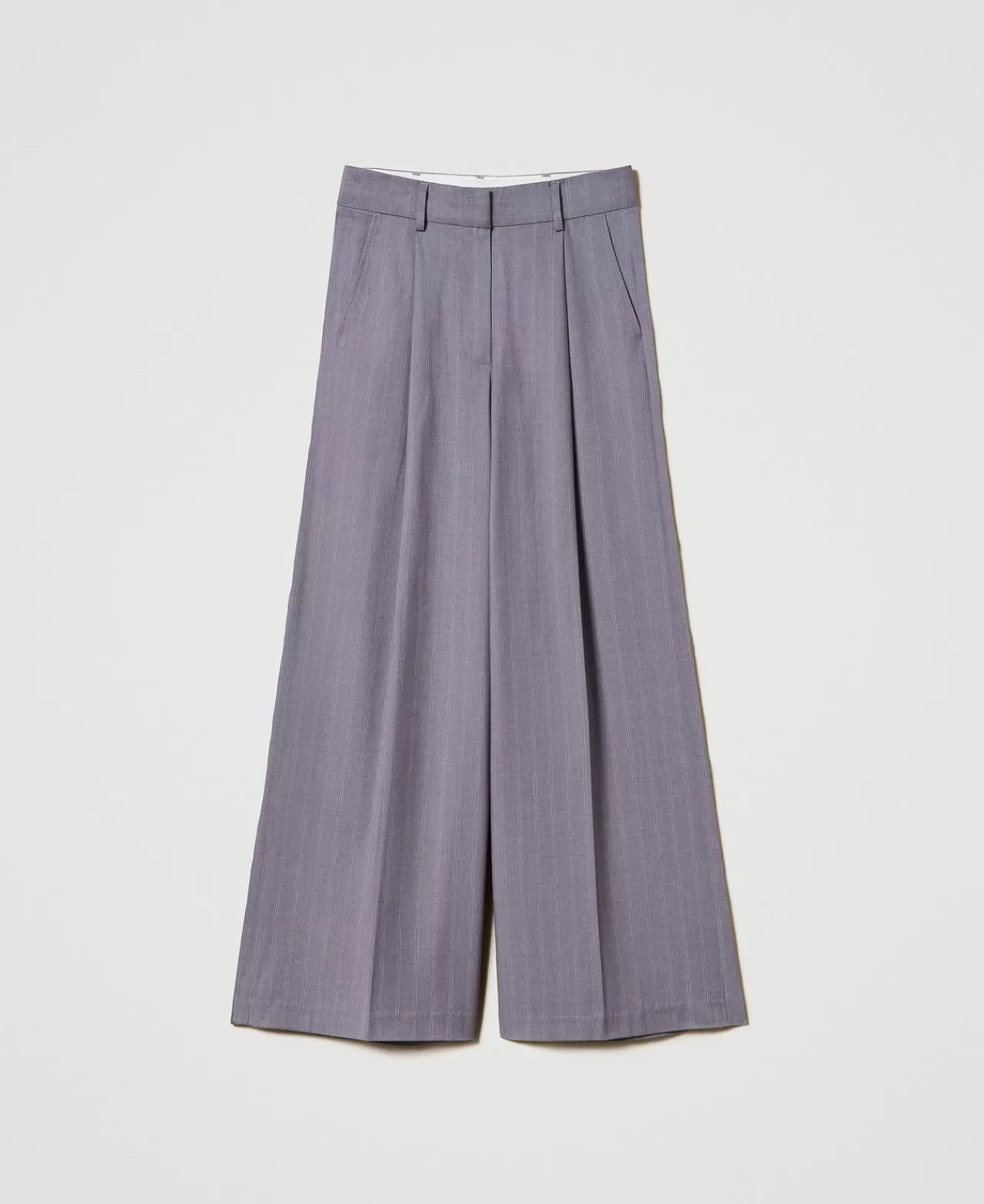 TWINSET Milano Wide-Leg-Hose Mit Nadelstreifen Und Umschlag