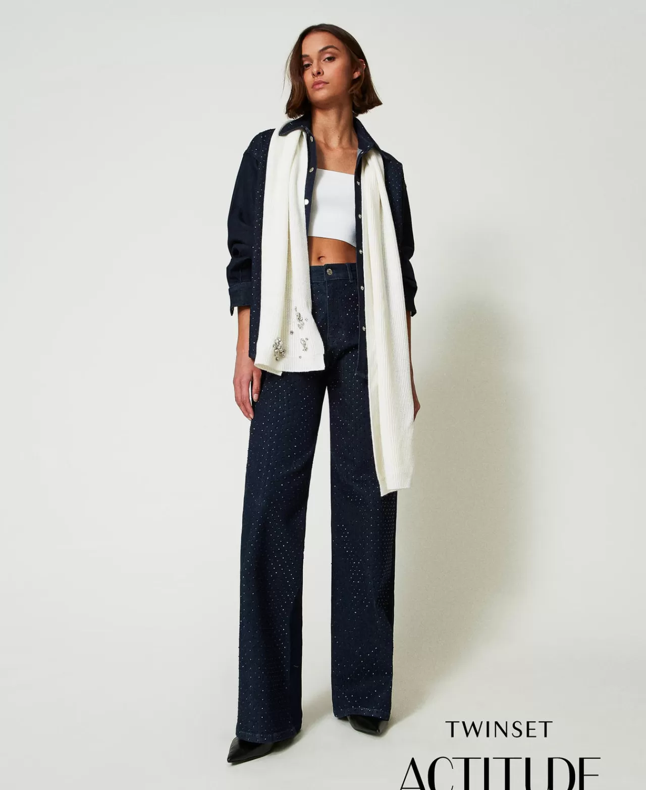 TWINSET Milano Wide-Leg-Jeans Mit Alloverstrass