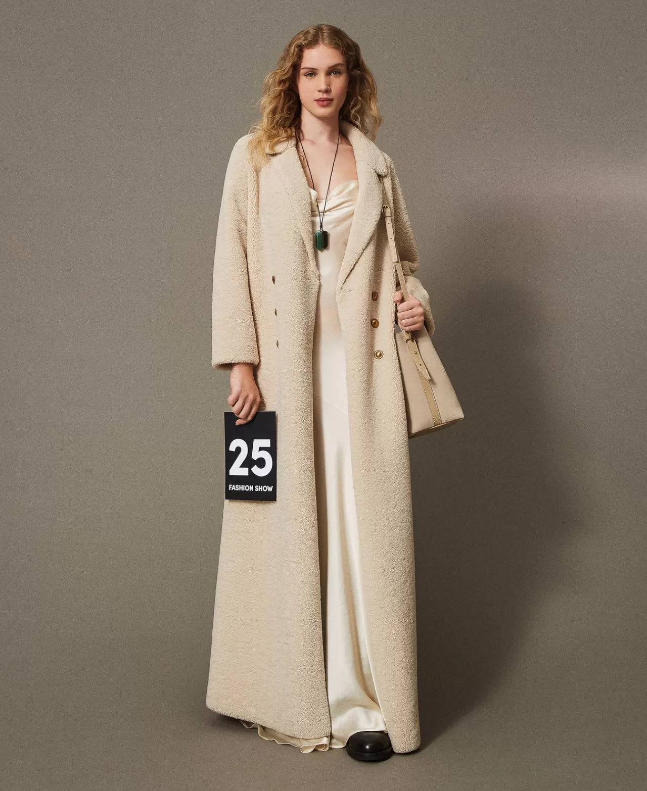 TWINSET Milano Zweireihiger Longmantel Aus Pelzimitat