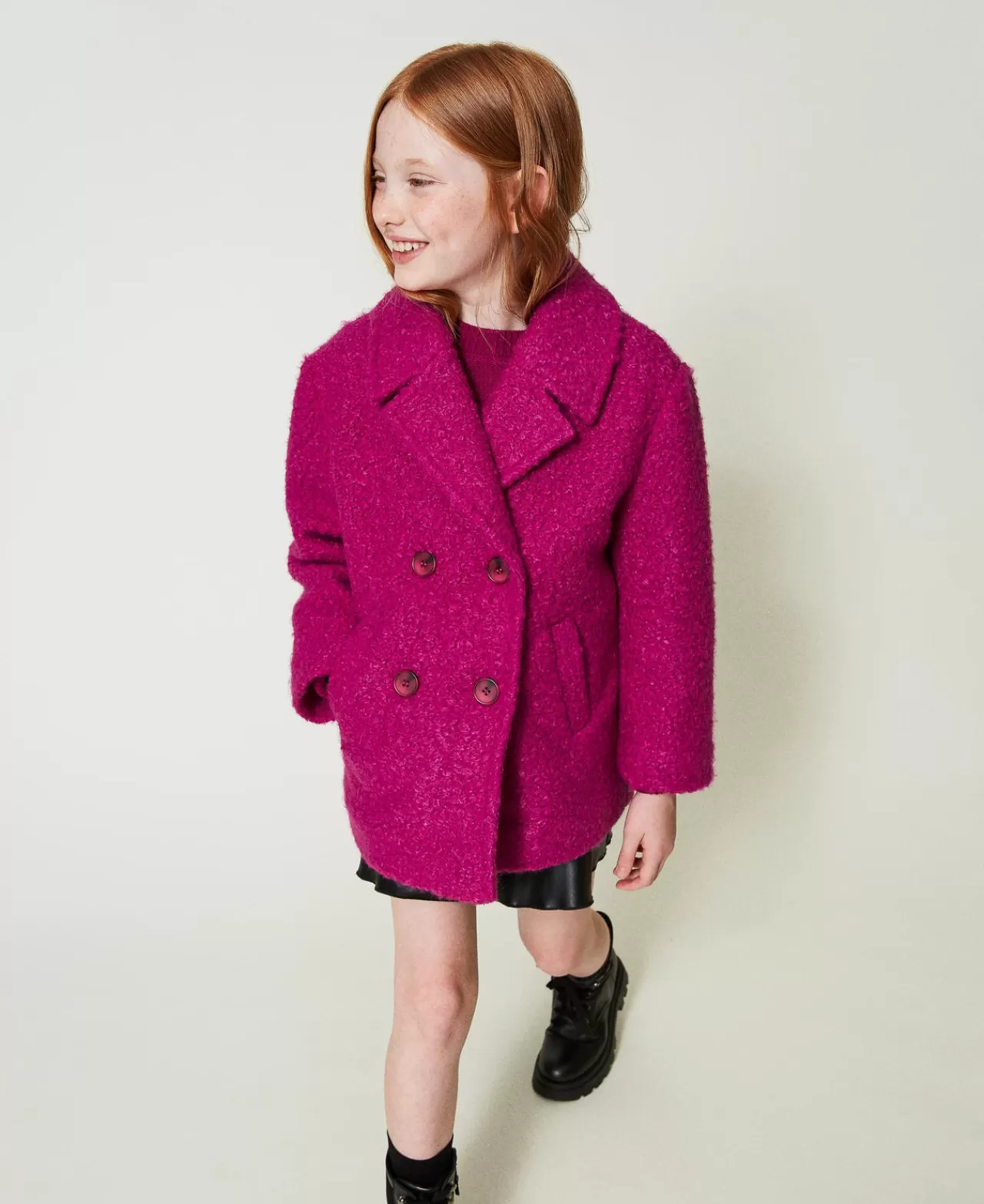 TWINSET Milano Zweireihiger Mantel Aus Curly-Tuch