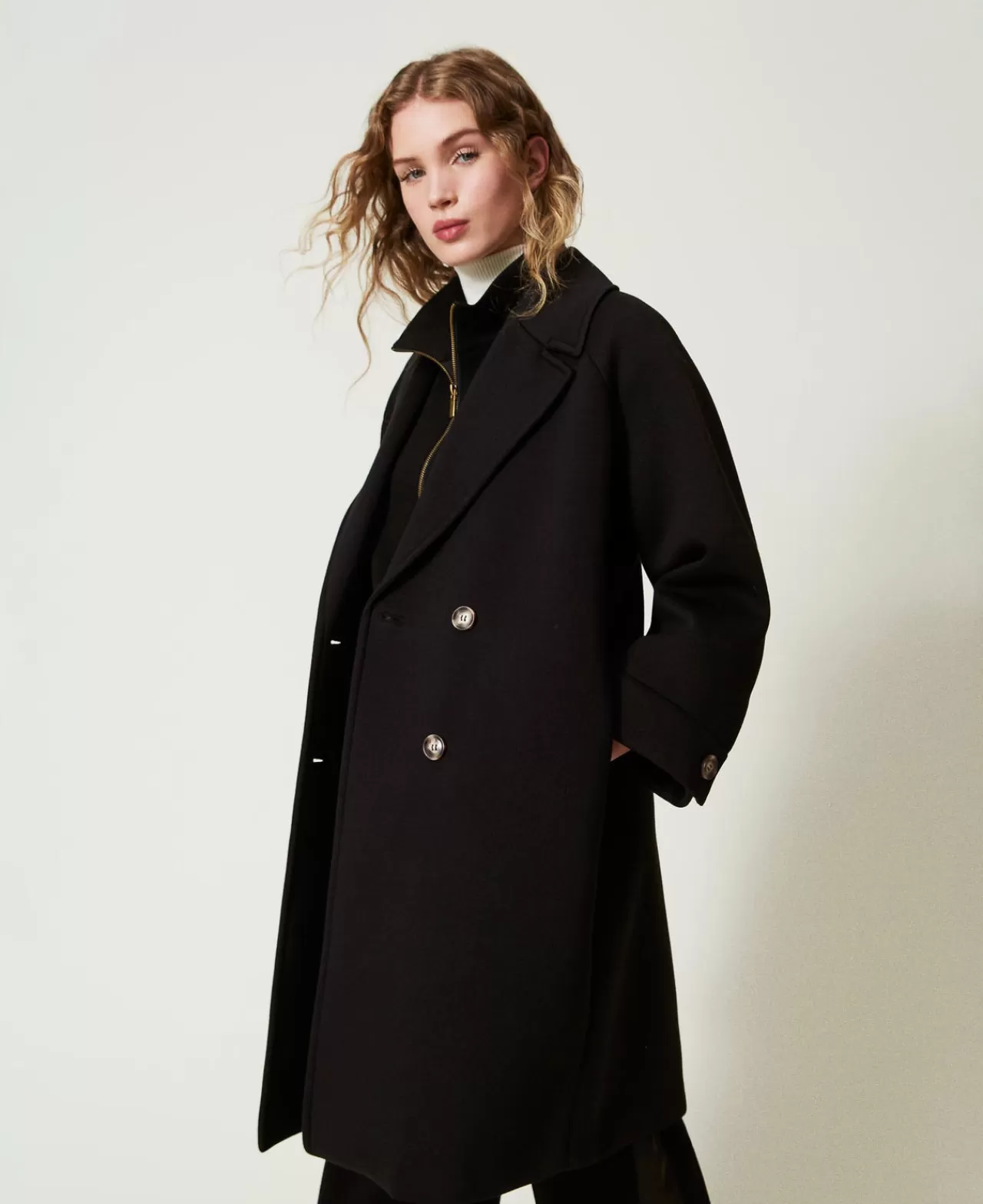 TWINSET Milano Zweireihiger Mantel Aus Scuba