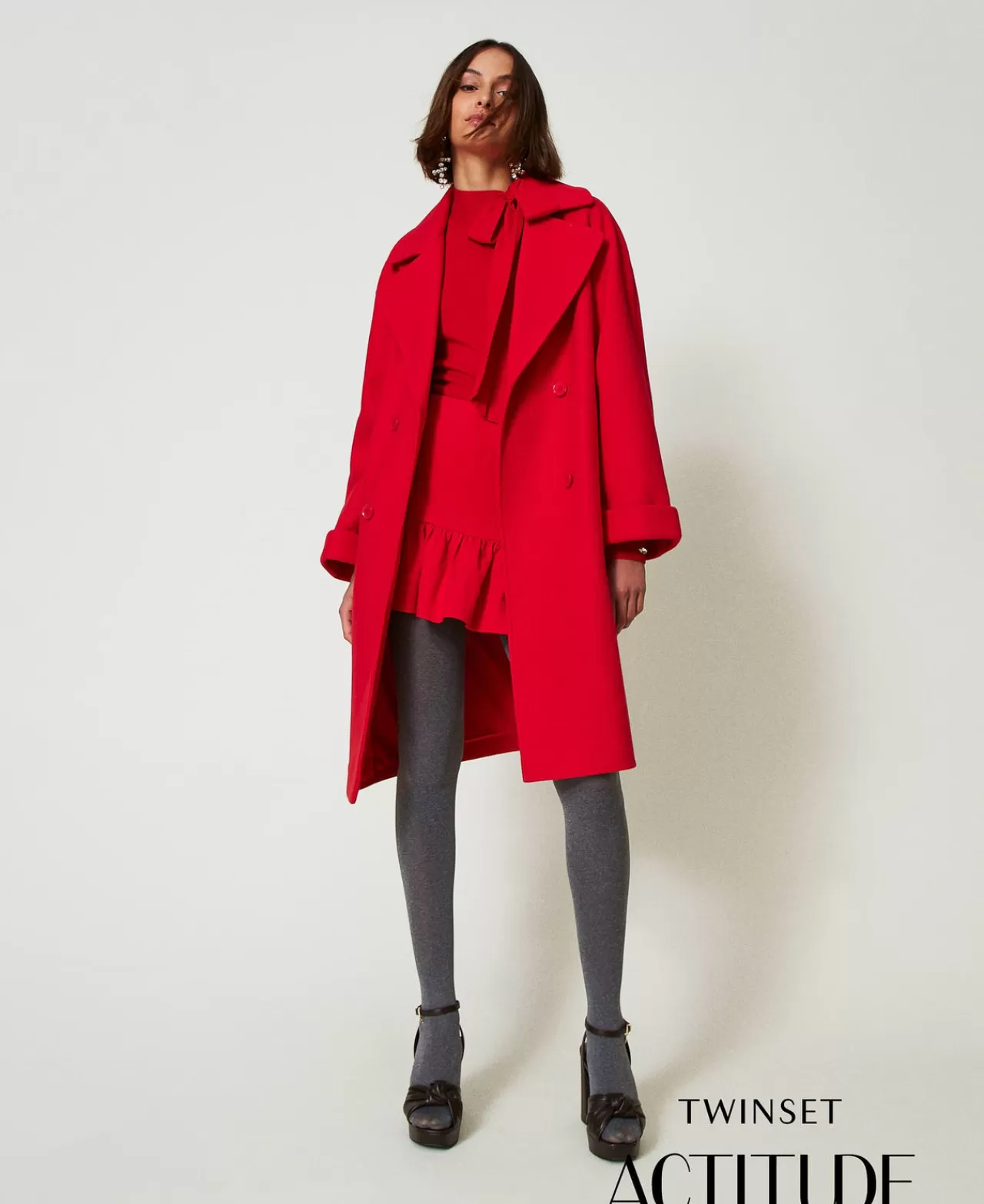 TWINSET Milano Zweireihiger Mantel Aus Tuch